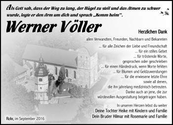 Traueranzeige von Werner Völler von Südthüringer Presse