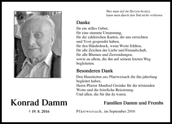 Traueranzeige von Konrad Damm von Neue Presse Coburg