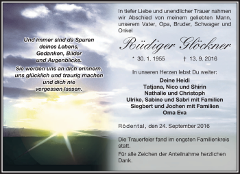 Traueranzeige von Rüdiger Glöckner von Neue Presse Coburg