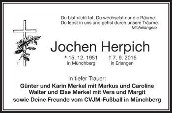 Traueranzeige von Jochen Herpich von Frankenpost