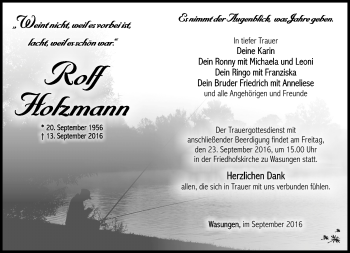 Traueranzeige von Rolf Holzmann von Südthüringer Presse