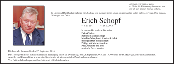 Traueranzeige von Erich Schöpf von Neue Presse Coburg