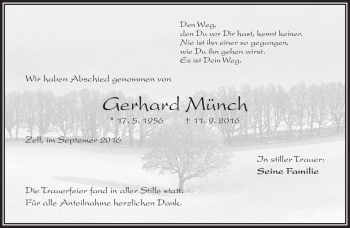 Traueranzeige von Gerhard Münch von Frankenpost