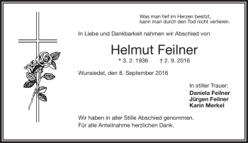 Traueranzeige von Helmut Feilner von Frankenpost