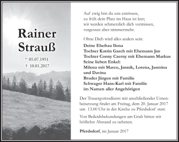 Traueranzeige von Rainer Strauß von Südthüringer Presse