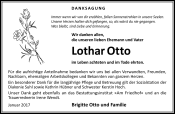 Traueranzeige von Lothar Otto von Südthüringer Presse