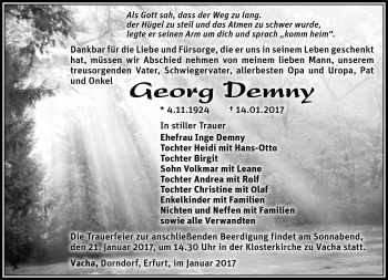 Traueranzeige von Georg Demny von Südthüringer Presse