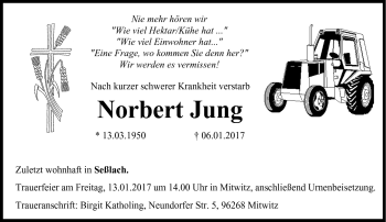 Traueranzeige von Norbert Jung von Neue Presse Coburg