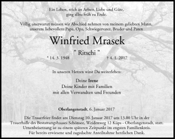 Traueranzeige von Mrasel Winfried von Neue Presse Coburg