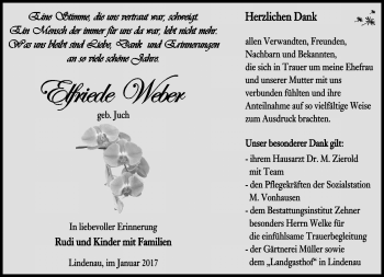 Traueranzeige von Elfriede Weber von Südthüringer Presse