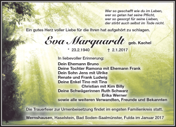 Traueranzeige von Eva Marquadt von Südthüringer Presse