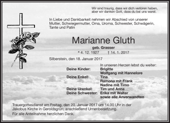 Traueranzeige von Marianne Gluth von Frankenpost