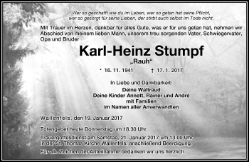 Traueranzeige von Karl-Heinz Stumpf von Neue Presse Coburg