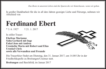 Traueranzeige von Ferdinad Ebert von Südthüringer Presse