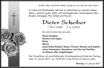 Traueranzeige von Dieter Scheiber von Südthüringer Presse