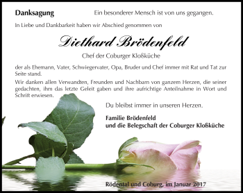 Traueranzeige von Diethard Brödenfeld von Neue Presse Coburg