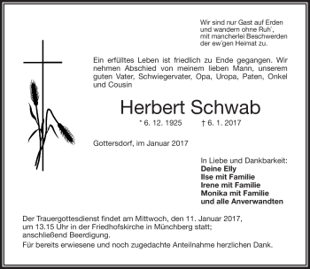 Traueranzeige von Herbert Schwab von Frankenpost
