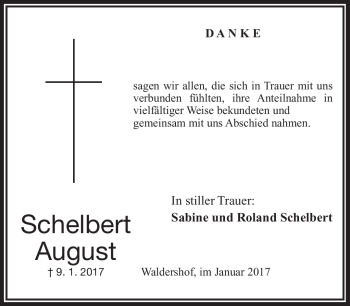 Traueranzeige von August Schelbert von Frankenpost