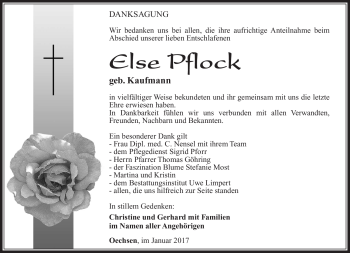 Traueranzeige von Else Pflock von Südthüringer Presse
