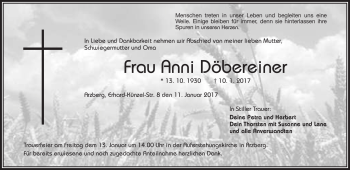 Traueranzeige von Anni Döbereiner von Frankenpost