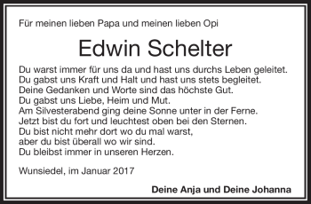 Traueranzeige von Edwin Schelter von Frankenpost