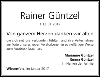 Traueranzeige von Rainer Güntzel von Neue Presse Coburg