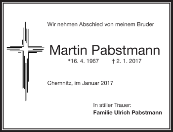 Traueranzeige von Martin Pabstmann von Frankenpost