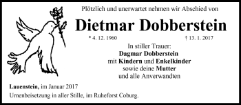 Traueranzeige von Dietmar Dobberstein von Neue Presse Coburg