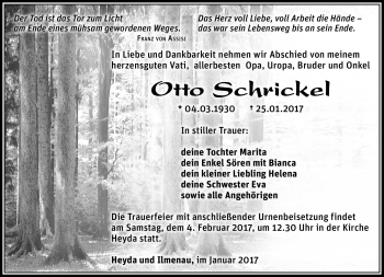 Traueranzeige von Otto Schrickel von Südthüringer Presse
