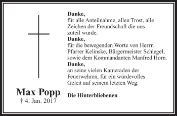 Traueranzeige von Max Popp von Frankenpost