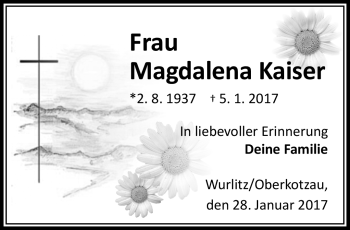 Traueranzeige von Magdalena kaiser von Frankenpost