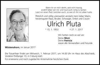 Traueranzeige von Ulrich Pluta von Neue Presse Coburg
