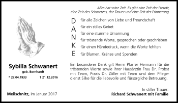 Traueranzeige von Sybilla Schwanert von Neue Presse Coburg