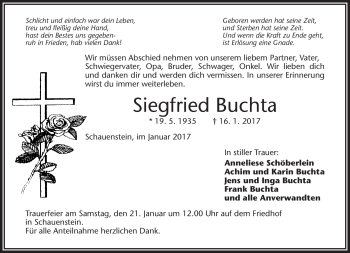 Traueranzeige von Siegfried Buchta von Frankenpost