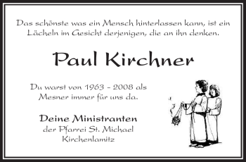 Traueranzeige von Paul Kirchner von Frankenpost
