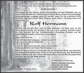 Traueranzeige von Rolf Hermann von Südthüringer Presse