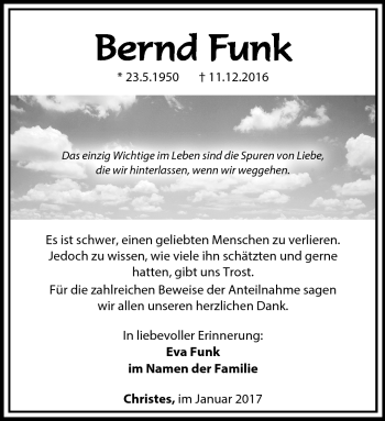 Traueranzeige von Bernd Funk von Südthüringer Presse