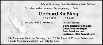 Traueranzeige von Gerhard Kießling von Frankenpost