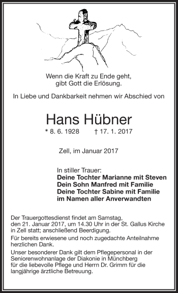 Traueranzeige von Hans Müller von Frankenpost