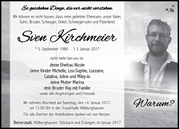 Traueranzeige von Sven Kirchmeier von Südthüringer Presse
