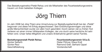 Traueranzeige von Jörg Thiem von Frankenpost