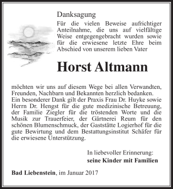 Traueranzeige von Horst Altmann von Südthüringer Presse