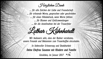 Traueranzeige von Lothar Kühnhardt von Südthüringer Presse