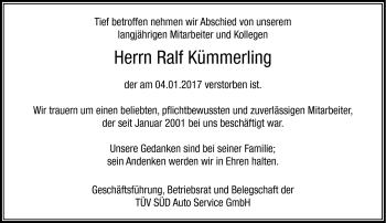 Traueranzeige von Ralf Kümmerling von Neue Presse Coburg