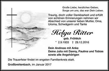 Traueranzeige von Helga Ritter von Südthüringer Presse