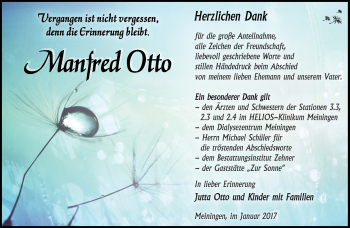 Traueranzeige von Manfred Otto von Südthüringer Presse