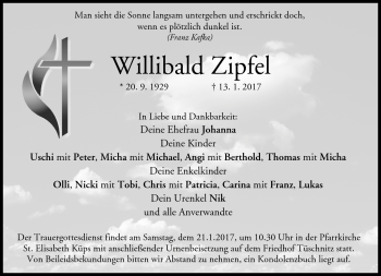 Traueranzeige von Willibald Zpifel von Neue Presse Coburg