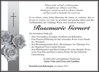 Traueranzeige von Rosemarie Gernert von Südthüringer Presse