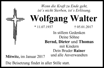 Traueranzeige von Wolfgang Walter von Neue Presse Coburg