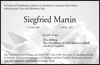 Traueranzeige von Siegfried Martin von Neue Presse Coburg